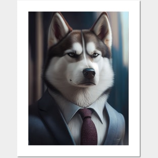 Adorable Husky Dog Wearing A Suit - Unique Wildlife Graphic For Fashion Lovers Posters and Art